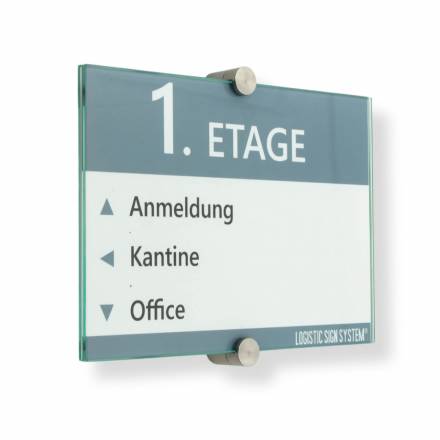 Türschild VITRUM K , Glasschild, Büroschild, Doppelglasschild